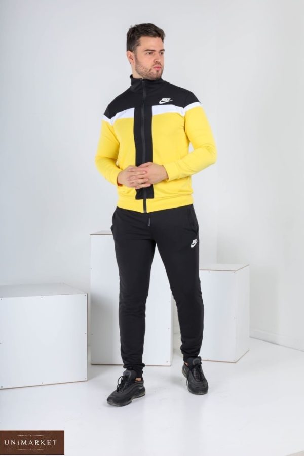 Купити жовтого кольору чоловічий спортивний костюм з кельмою на змійці (розмір 46-52) вигідно