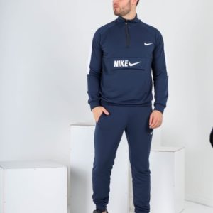 Заказать в интернете синий спортивный костюм Nike с поло на змейке (размер 46-52) для мужчин