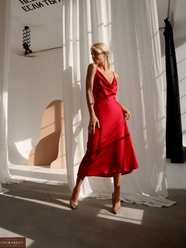 красное платье из шёлковой ткани высокого качества с доставкой по Украине