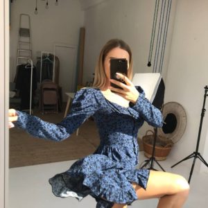 купить женское платье из штапеля синего цвета по выгодной скидочной цене от Unimarket