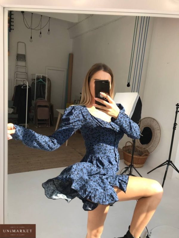 купить женское платье из штапеля синего цвета по выгодной скидочной цене от Unimarket