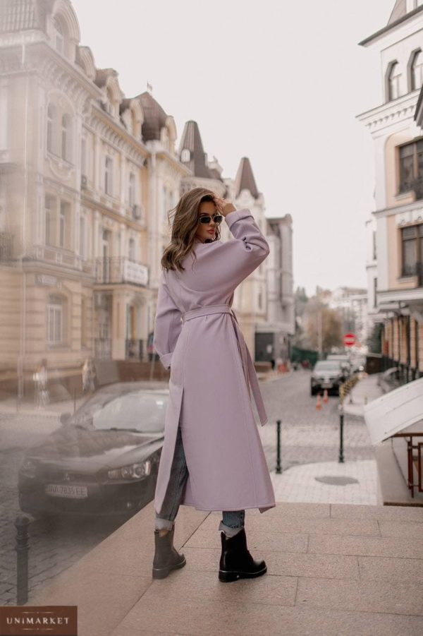 купить весеннее женское пальто халат лилового цвета по выгодной цене от поставщика
