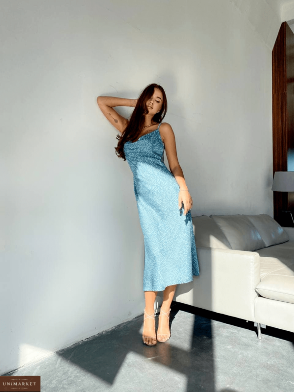 Плаття в горошок в ніжному блакитному кольорі в інтернет шопі Unimarket