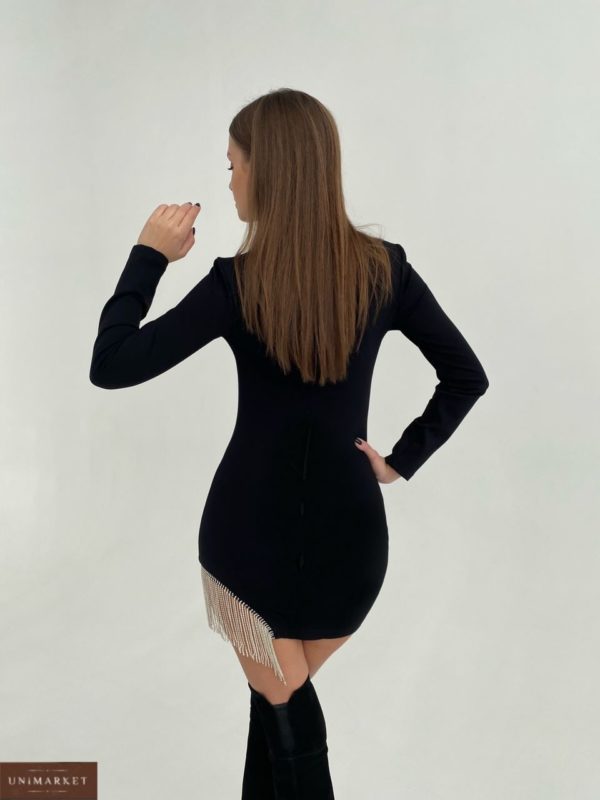 придбати чорне жіноче силуетне плаття з довгим рукавом вигідно