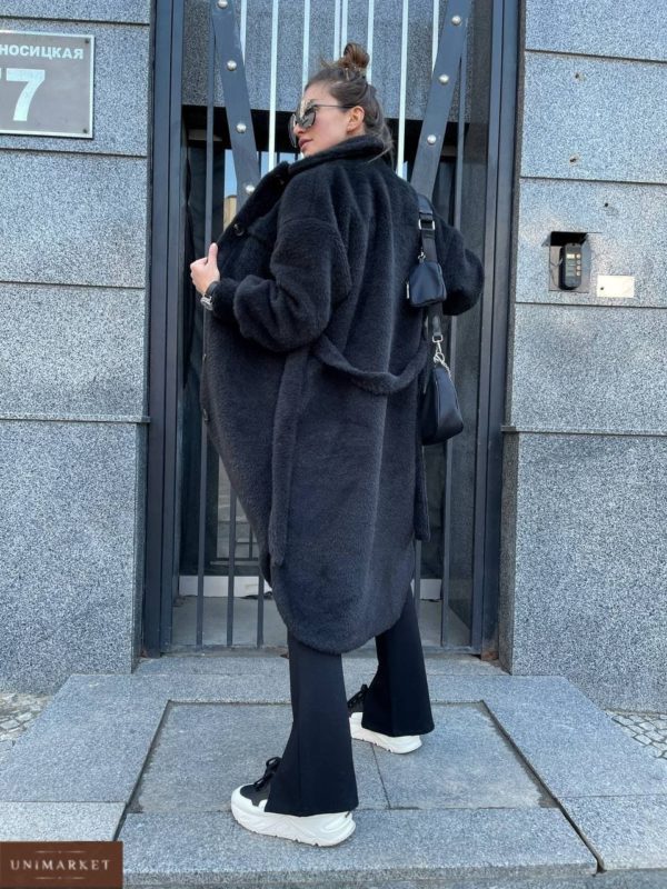придбати жіноче пальто альпака в чорному кольорі за вигідною ціною