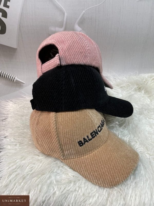Приобрести беж, розовую, черную кепку Balenciaga из вельвета для женщин онлайн