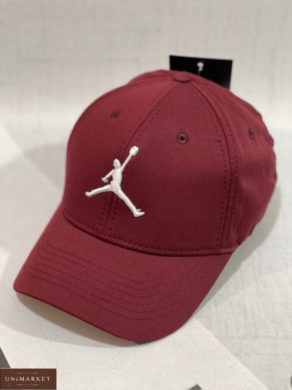 Замовити онлайн бордову бейсболку з емблемою Jordan Air для чоловіків і жінок по знижці