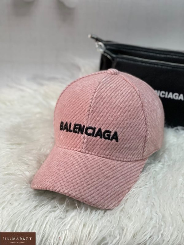 Замовити онлайн рожевого кольору кепку Balenciaga з вельвету для жінок