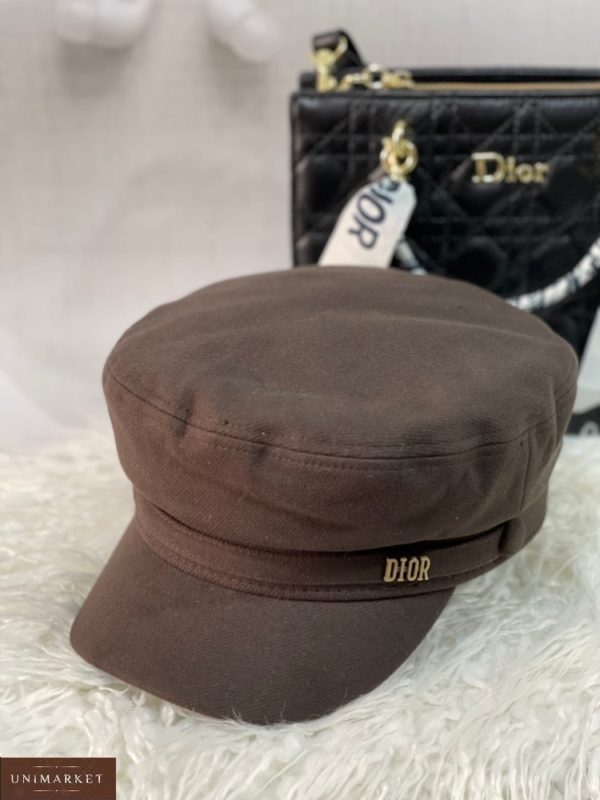 Придбати шоколадного кольору жіночу кепі Dior з кашеміру в Україні