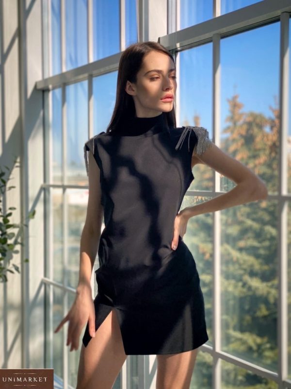 Придбати чорне плаття онлайн з еполетами для жінок