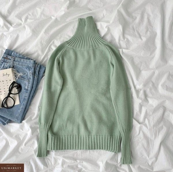 Приобрести оливкового цвета женский универсальный свитер под горло (размер 42-48) в интернете