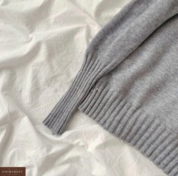 Купить серый универсальный свитер для женщин под горло (размер 42-48) по низким ценам