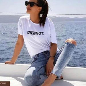 Заказать белого цвета женскую футболку прямого кроя WhyNot по низким ценам