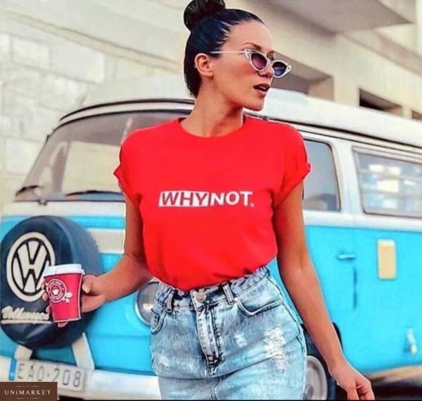 Купить выгодно красную футболку прямого кроя WhyNot для женщин