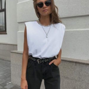 Купити білу базову футболку жіночу з плічками онлайн