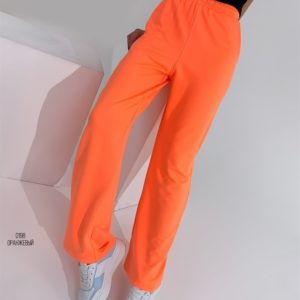Купити оранж жіночі однотонні спортивні штани в інтернеті прямого крою на весну