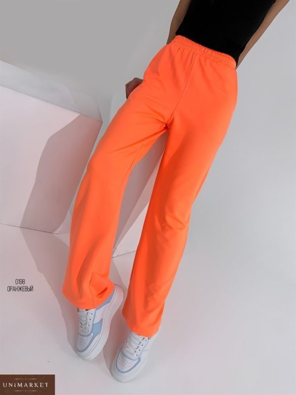 Купить оранж женские однотонные спортивные штаны в интернете прямого кроя на весну