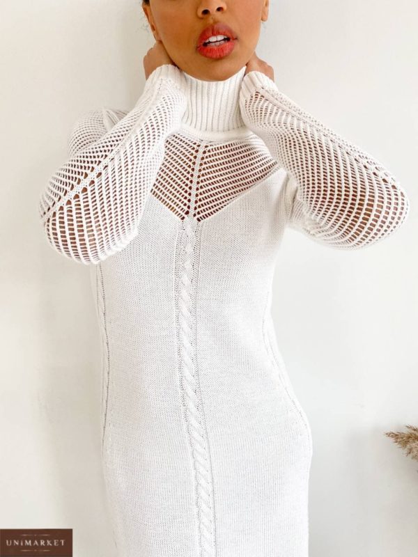 купить обтягивающее женское платье белого цвета со скидкой в магазине Unimarket
