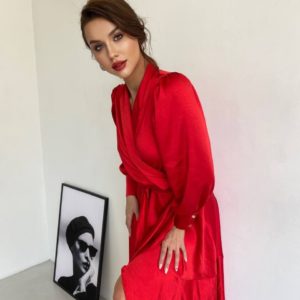 заказать коктельное платье на запах в красном цвете онлайн
