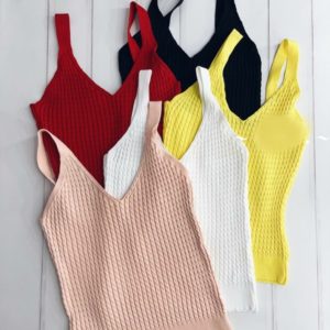Заказать онлайн майку для женщин структурной вязки красную, желтую, черную, пудра, белую