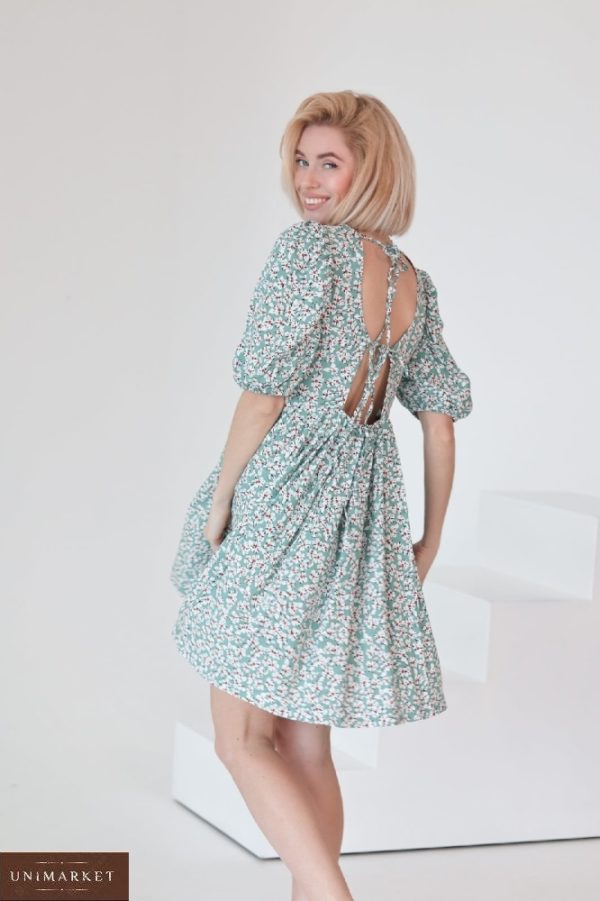 Заказать недорого летнее зеленое платье из штапеля в ромашки (размер 42-48) в Украине