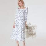 Купити недорого елегантне біле плаття міді в квіточку (розмір 40-50) для жінок