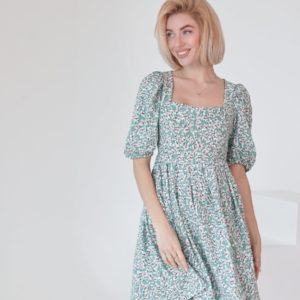 Придбати за низькими цінами літнє плаття з штапеля в ромашки (розмір 42-48) для жінок зелене
