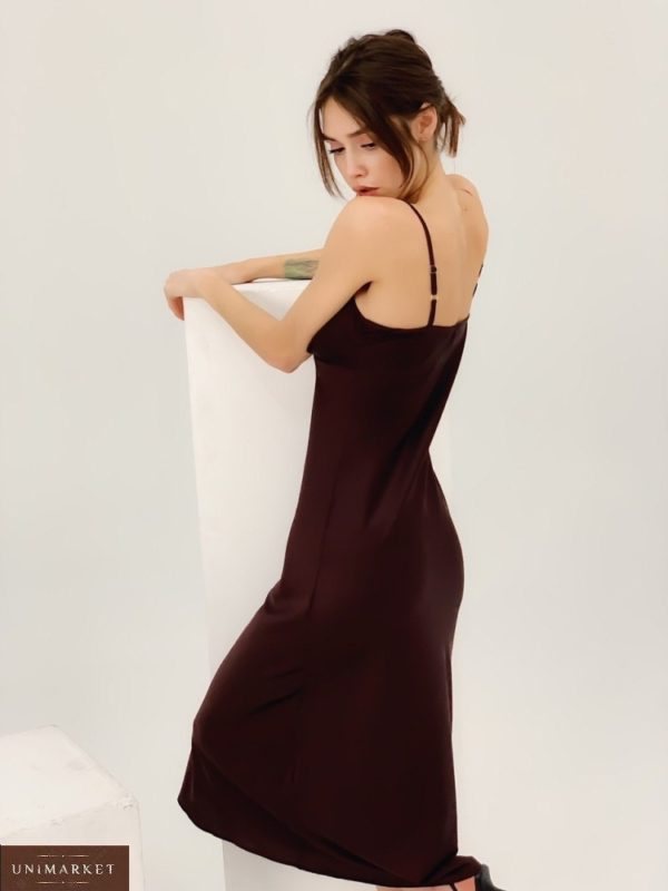 Купить онлайн бордо платье комбинация из искусственного шелка для женщин