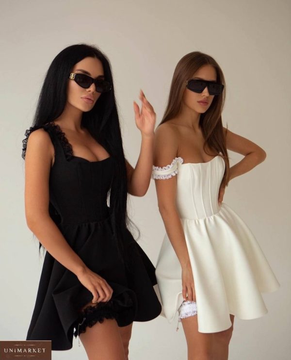 Придбати чорне, молочне корсетне плаття для жінок з пишною спідницею сонце в інтернеті