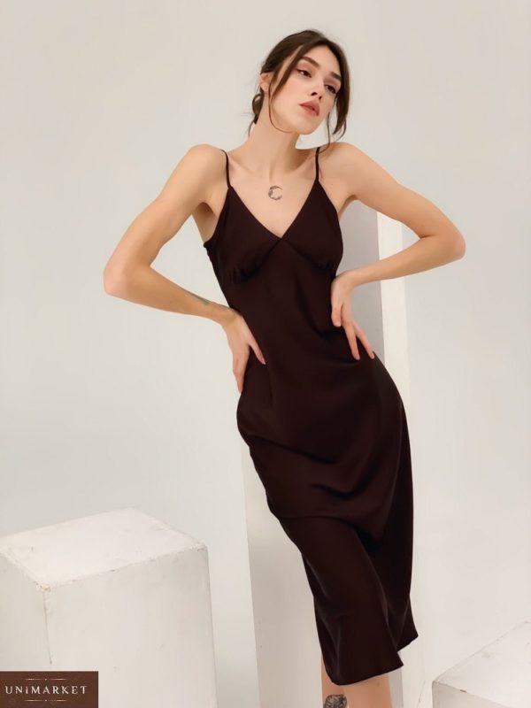 Заказать в интернете женское платье комбинация из искусственного шелка бордового цвета