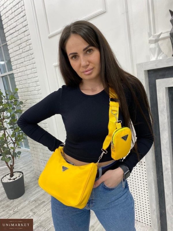 Купити жіночу сумку 2 в 1: сумка і гаманець жовту онлайн