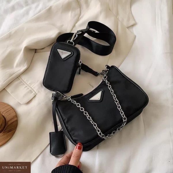 Замовити чорного кольору онлайн сумку 2 в 1 дешево: сумка і гаманець для жінок