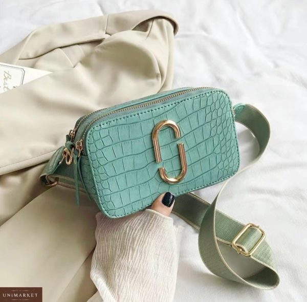 Купити дешево жіночу базову міні сумку зеленого кольору в стилі Marc Jacobs
