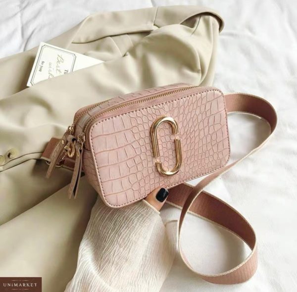 Заказать розовую женскую базовую мини сумку по скидке в стиле Marc Jacobs