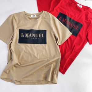 Замовити онлайн беж, червону жіночу футболку La Manuel в Україні