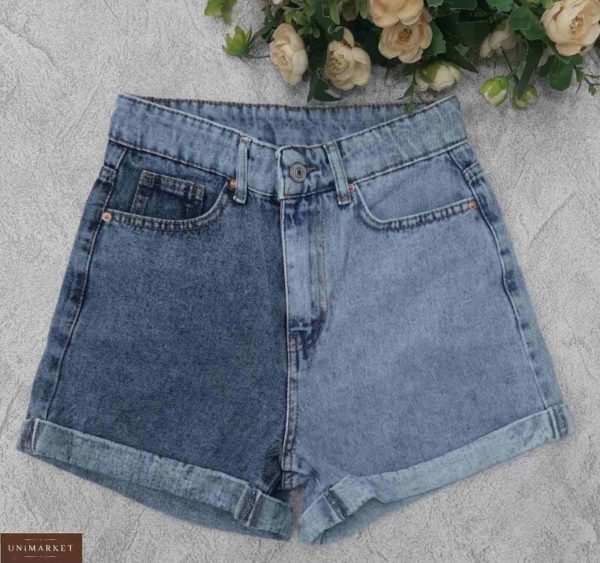 Заказать голубые двухцветные джинсовые шорты для женщин в интернете