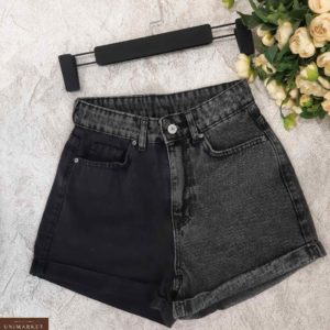 Придбати онлайн чорні двоколірні джинсові шорти по знижці для жінок