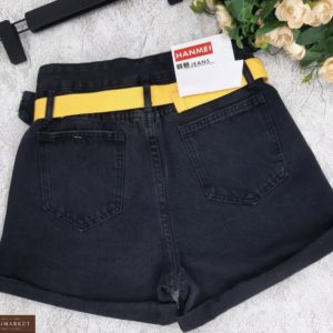 Заказать черного цвета женские джинсовые шорты на распродаже со смайликом