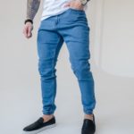 купити чоловічі джинси стрейч за низькою ціною в синьому кольорі