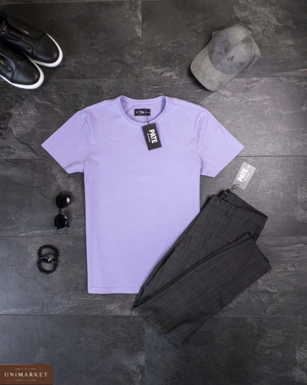 купить фиолетовую мужскую футболку на лето по выгодной скидке от поставщика