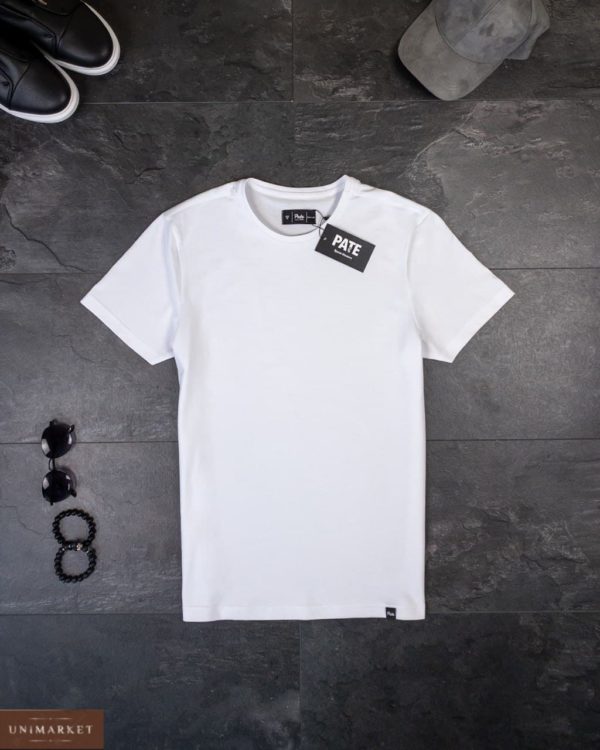 белая мужская футболка с коротким рукавом недорого