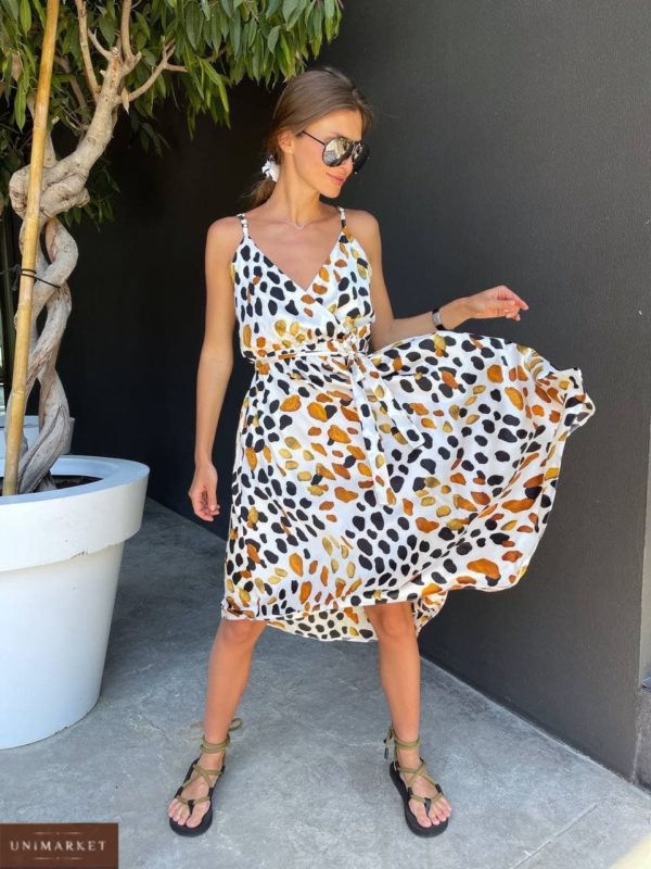 заказать летнее платье с леопардовым принтом на бретельках по выгодной цене онлайн