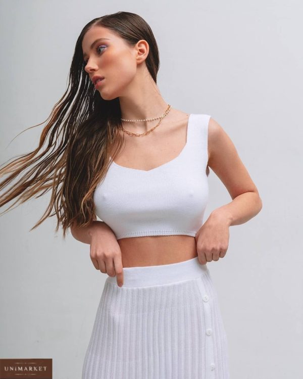 заказать белый женский костюм топ + юбка по выгодной цене в Украине