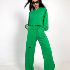 Купить зеленый женский костюм из турецкой трехнитки пенье выгодно