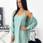 Купити в інтернеті Костюм: плаття + сорочка (розмір 42-48) для жінок м'ятного кольору