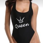 Купить в интернете женский цельный купальни с принтом (размер 42-50) черного цвета