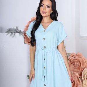 Замовити онлайн блакитне жате плаття-сорочку (розмір 42-48) для жінок