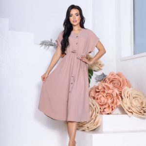 Приобрести кофейного цвета жатое платье-рубашку (размер 42-48) женское онлайн