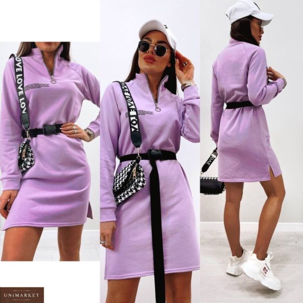 Приобрести онлайн лиловое платье с накатом в спортивном стиле (размер 42-48) для женщин