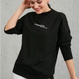 Купить черного цвета женский базовый свитшот свободного кроя онлайн